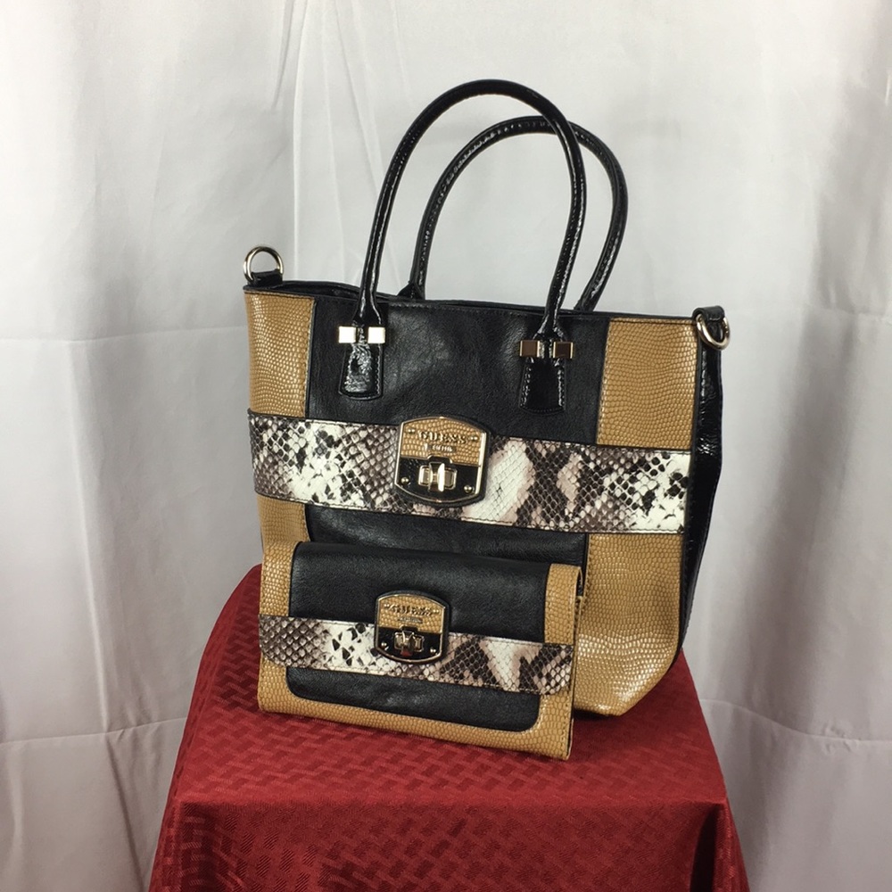Guess Animal Print Purse with Matching Wallet